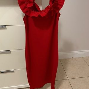 ZARA (NEVER WORN) RED OFF THE SHOULDER DRESS LARGE